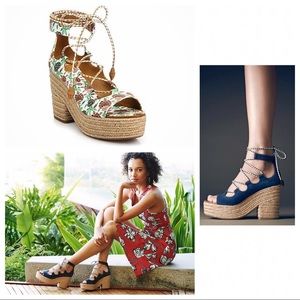 Tory Burch Postiano Lace Up Platform Espadrilles